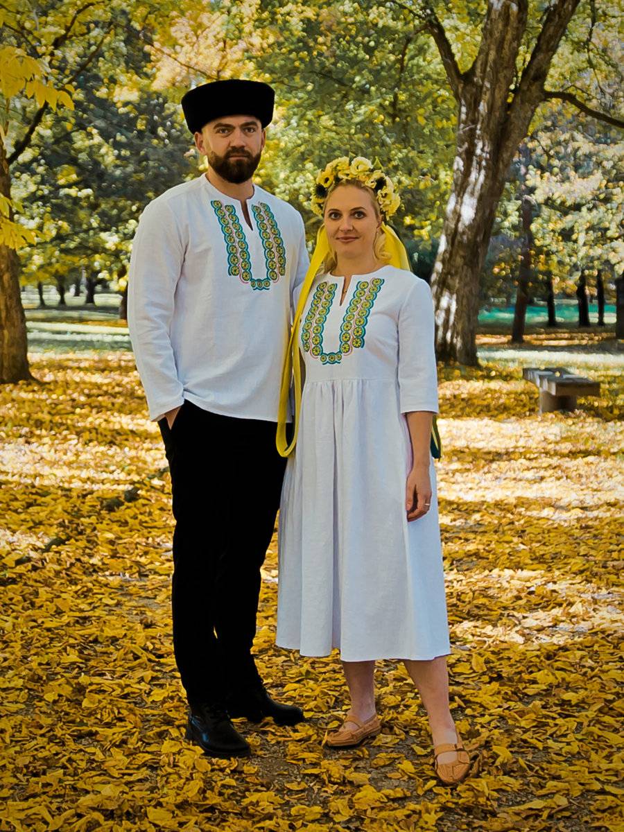 Ľanové vyšívané šaty + košeľa - Lubina #3