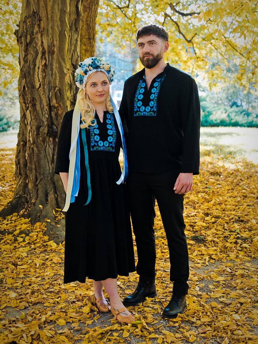 Ľanové vyšívané šaty + košeľa - Lubina #1