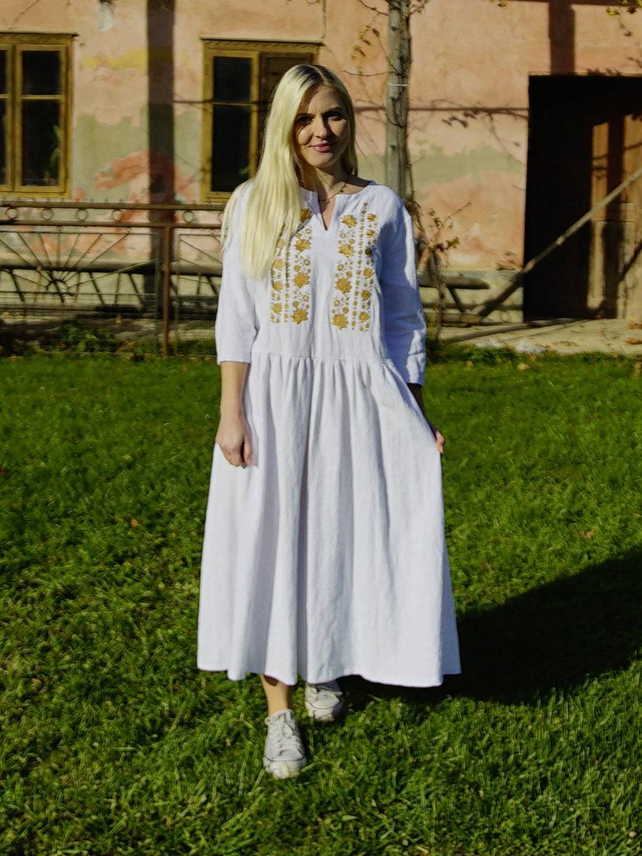 Ľanové vyšívané šaty - Pliešovce